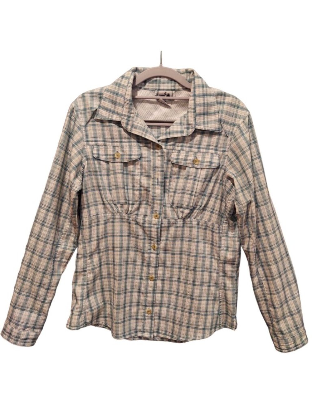 Rugged Exposure Vented Blouse womens M outdoor roll tab sleeve button up plaid